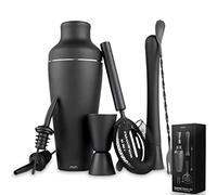 Mikamax - Cocktail Shaker Set - Shaker per cocktail - Cocktail Maker - Set per cocktail - con ricettario - Nero opaco