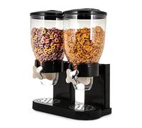 mikamax - Cornflakes Dispenser - Dispenser per cereali - Colazione - Accessori da cucina - Nero - 2 contenitori - Dosatore di cereali - Conservazione