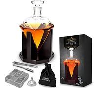 MikaMax - Diamond Decanter - Caraffa di Whisky - Decanter Diamantato per Liquore - Decanter di Vetro - 850 ML - 14 x 14 x 24 cm - Fatto a Mano - Set Regalo di Whiskey