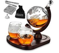 MikaMax - Globe Decanter Deluxe Set - Whiskey Decanter Set - Handcrafted Whiskey Set - Includes 2 Whisky Globe Glasses - 900 ml - Transparent - Glass Decanter Set