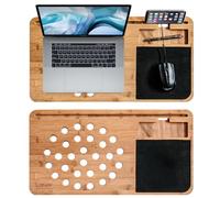 MikaMax - Lapzer Laptop Desk - Supporto da Tavolo per Laptop - Bambú - 59 x 31 x 2 cm - Con Fori di Ventilazione