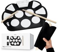 Mikamax - mm Roll Up Drum Kit - Música - batería eléctrica - 9 pads de disparo digital - 2 baquetas - Cable USB (Tipo-A) y alimentado por batería - 2 pedales.