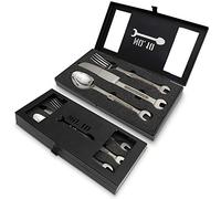 MikaMax - No. 10 Wrenchware Set - Set di Chiavi Inglesi no 10- Set di 3 Posate - Set di Chiavi da 10 mm - Coltello, Forchetta e Cucchiaio - Chiavi in Acciaio Inox # 10-25,5 x 13 x 3,5 cm