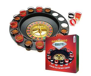 mikamax - Roulette Drink Game - Plastica Dura - Rosso e Nero - Gioco da Casinò - con Bicchieri