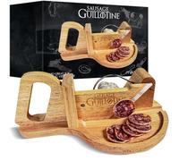 mikamax - Sausage Guillotine - Salsiccia alla ghigliottina - Taglia carne - Affettaverdure - Tagliapasta - Legno massello - 30 x 19 x 12 cm - Tagliare la carne