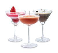 MikaMax Set di candele da cocktail - 3 candele profumate a forma di cocktail - Passion Martini, Strawberry Daiquiri & Espresso Martini - Durata 25 ore - Regalo originale per le donne e gli