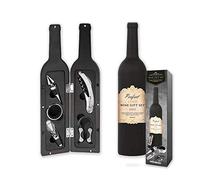 mikamax - Wine Giftset - Set Regalo di Vino - Kit Vino - Nero - Versatore Vino - Tappo Vino - Utensile cavatappi