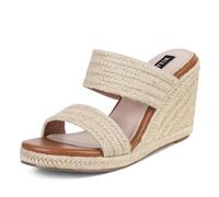 mikarka Sandali con zeppa da donna con punta aperta, espadrillas con plateau, eleganti sandali estivi da spiaggia, comodi zeppe, Paglia naturale, 35 EU