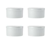 Mikasa Chalk Pirottini in porcellana, 9,5 cm, Set di 4 pirottini bianchi per dolci e soufflé, piattini individuali per soufflé - adatti al forno e alla lavastoviglie