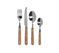 Mikasa Set di Posate Drift con Manici in Legno, Acciaio Inossidabile, Argento, 20 x 25 x 5 cm