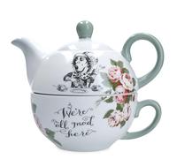 Mikasa e il V&A Tea for One, set di teiera e tazza, set da tè in porcellana per uno, set da tè Alice nel paese delle meraviglie, lavabile in lavastoviglie e in confezione regalo