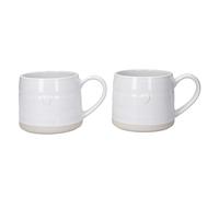Mikasa Farmhouse Tazze in gres con cuori, set di 2 tazze per tè, caffè e cioccolata calda, 380 ml - Confezione regalo, lavabile in lavastoviglie e nel microonde