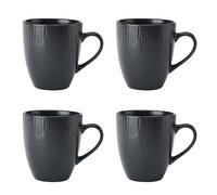 Mikasa Jardin Midnight Set di 4 tazze, nero, 420ml tazze in gres per tè e caffè - Confezione regalo e lavabile in lavastoviglie