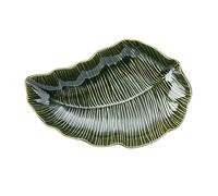 Mikasa Jardin, piatto da portata in gres a forma di foglia, esclusivo servizio di piatti verdi per le feste, 31,5 cm - Lavabile in lavastoviglie