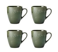 Mikasa Jardin Set di 4 tazze, verde, Set di 4 tazze, 420 ml in gres per tè e caffè - Confezione regalo e lavabile in lavastoviglie