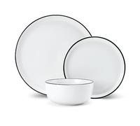 Mikasa Limestone Set da pranzo in piatti 12pc, servizio da tavola bianco per 4 persone con piatti da portata, piatti laterali e ciotole.