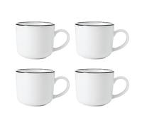 Mikasa Limestone Set di tazze in porcellana, 4x tazze in porcellana con bordo nero per tè e caffè, 360ml| Confezione regalo e lavabile in lavastoviglie