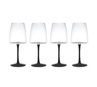 Mikasa Palermo Set di 4 calici da vino rosso in cristallo, 450 ml, con stelo nero - 100% cristallo senza piombo - Confezione regalo e lavabile in lavastoviglie