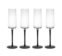 Mikasa Palermo Set di 4 flute da champagne in cristallo, 250 ml, con stelo nero - 100% cristallo senza piombo - Confezione regalo e lavabile in lavastoviglie
