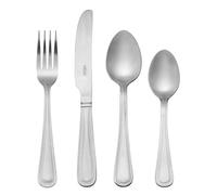 Mikasa Portobello Set di posate 16pz in acciaio inox, set di posate in argento per 4 persone - Include 4 coltelli, 4 forchette, 4 cucchiai da dessert e 4 cucchiaini - Lavabile in lavastoviglie