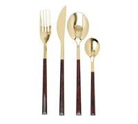 Mikasa Set di 16 Posate, Include Forchette, Coltelli e Cucchiai e Cucchiaini, in Acciaio Inossidabile con Manico a Guscio di Tartaruga Sintetico, Oro