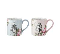 MIKASA Set di 2 tazze V&A per lui e per lei, 380 ml, in porcellana Bone China, Alice nel paese delle meraviglie, lavabili in lavastoviglie e in confezione regalo