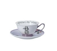 MIKASA Set di tazze da tè e piattino V&A, tazza da tè e piattino in porcellana Bone China, 140 ml, Alice nel paese delle meraviglie, lavabile in lavastoviglie e in confezione regalo