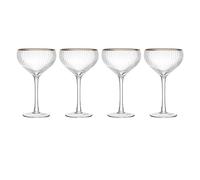 Mikasa Sorrento Coppe di cristallo con bordo dorato e forma ampia, 380 ml, set di 4 bicchieri trasparenti e senza piombo, design elegante per le celebrazioni