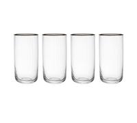 Mikasa Sorrento Set di 4 bicchieri highball in cristallo con bordo dorato e forma ampia, 375 ml, senza piombo, design elegante per le celebrazioni