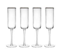 Mikasa Sorrento Set di 4 flute da champagne con bordo dorato e forma ampia, 200 ml, set di 4 bicchieri trasparenti senza piombo, design elegante per le feste