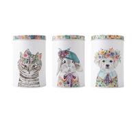 Mikasa Tipperleyhill Set di 3 contenitori con coperchio floreale Scatole decorative in latta vintage per la cucina e la casa Barattoli colorati per tè caffè menta biscotti snack, 10 x 15 cm