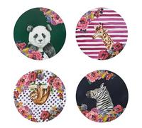 Mikasa Wild at Heart Tovagliette rotonde in sughero da 29 cm, set di 4 tovagliette da tavola resistenti al calore, antiscivolo e lavabili con stampe di animali