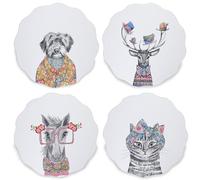 Mikasa x Tipperleyhill, Set di 4 tovagliette dal design smerlato, con stampa con animali, protettive, resistenti al calore fino a 120 °C, 29 cm, in confezione regalo
