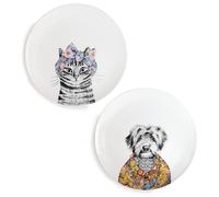 Mikasa x Tipperleyhill Side Plates, Set di 2 piatti da torta per il tè del pomeriggio, 21 cm, Fine China, Alice nel Paese delle Meraviglie, lavabili in lavastoviglie e con confezione regalo