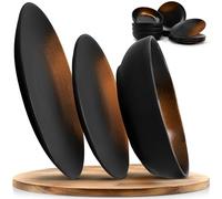 Mikawi Set di stoviglie in gres da 12 pezzi - Prairie linea elegante in tonalità marrone/nero, servizio composto da 4 piatti piani, 4 piatti da dessert e 4 piatti profondi/collezione Premium