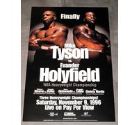 MIKE TYSON Vs EVANDER HOLYFIELD Poster Originale Combattimento 1996 Vintage Raro