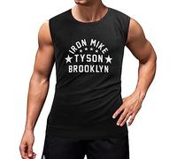 Mike Tyson's Shirt - Maglietta da uomo senza maniche, per atletica, fitness, classica, in cotone, Nero , L