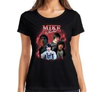 Mike Wheeler Stranger Fan Regalo Hawkins 80 Retro 90 Bootleg Maglietta da donna, Nero , S