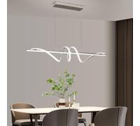 Mikeru 120cm Illuminazione a Sospensione a Spirale, Luci a Sospensione da Cucina Cromate 3000k/4500k/6500k Dimmerabile dal 10% al 100% Luce a Sospensione Con Funzione di Memoria per Il Soggiorno