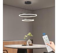 Mikeru 20+40cm 2 Anello Nero Luce Pendente, Doppia Plafoniera Rotonda Luce da Pranzo Moderna Del Pendente 3000k/4500k/6000k 10% al 100% Dimmerabile 1,5M Lunghezza Cavo Regolabile per Soggiorno