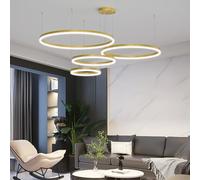 Mikeru 4 Anelli Luce Pendente Rotonda, 40+60+80+100cm Luce a Sospensione in Oro Dimmerabile Dal 10% al 100% Moderna Del Pendente Della Cucina del LED 3000k/4500k/6500k per Il Soggiorno