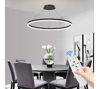 Mikeru 40cm Rotondo Tavolo Da Pranzo Luci a Sospensione, Lampadario Dimmerabile Dal 10%-100% Luce Del Pendente Della Cucina LED 3 Colori Luce Del Pendente Regolabile in Altezza per Il Soggiorno