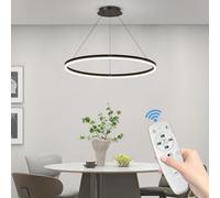 Mikeru 60cm Luce a Sospensione Rotonda, Illuminazione Dimmerabile per L'isola della Colazione 10% al 100% Luce a Sospensione Moderna Lampadario della Cucina 3000k/4500k/6500k per Ufficio
