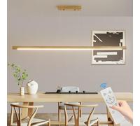 Mikeru Ciondolo lineare 120CM Ciondolo a isola per cucina in legno originale, 10%-100% dimmerabile Ciondolo moderno a sospensione per tavolo da biliardo con memoria Altezza 150cm regolabile