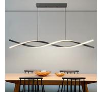 Mikeru Moderna Lampada a Sospensione, 120cm Luce Nera Regolabile per Sala Da Pranzo con Telecomando 10%-100% Luminosità Regolabile 3000k/4500k/6000k Lampadario Nero LED per Isola Della Cucina