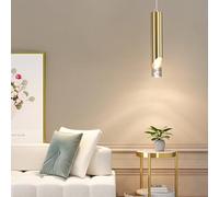 Mikeru Moderno Cilindrico Oro Lampadario, Faretti A Led Cob Per Soffitto Con Tre Temperature Di Colore (3000k/4500k/6000k), Lampada A Sospensione Per Isola Adatta Per Ristoranti E Bar-1pack