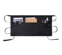 MIKI WELL Grembiule da server con 5 tasche, resistente alle gocce d'acqua, grembiule corto da cameriera, nero, taglia unica