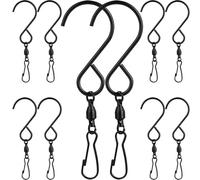 Mikikit 10 Pezzi Ganci a S in Acciaio Inossidabile 360° Rotanti Cuscinetto per Appendere Mangiatore di Uccelli e Vasi da Giardino, Set da Nero