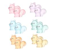 Mikikit 12 Pezzi Miniature Resin Squirrel Statues Glow in The Dark Realistic Tiny Luminous Figurines For Desk Bookshelf Fairy Garden Micro Landscape Decor