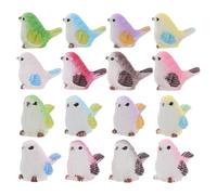 Mikikit 16 Pezzi Mini Statuette di Uccelli in Resina Colorati Modelli di Uccelli in Miniatura Realistici per Decorazioni di Giardino Terrari e Case delle Bambole Ornamenti per Micro